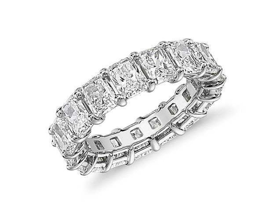 Women'S Rings | Blue Nile Radiant Cut Diamond Eternity Ring In 14K White Gold (7 Ct. Tw.)