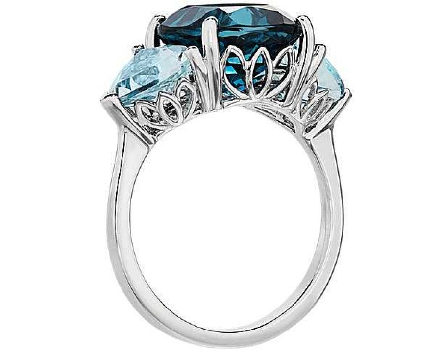 Rings | Blue Nile Cushion London Blue Topaz And Aquamarine Trillion Ring In 14K White Gold