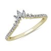 Women'S Rings | Blue Nile Curved Marquise Accent And Pav Diamond Ring In 14K Yellow Gold (1/4 Ct. Tw.)