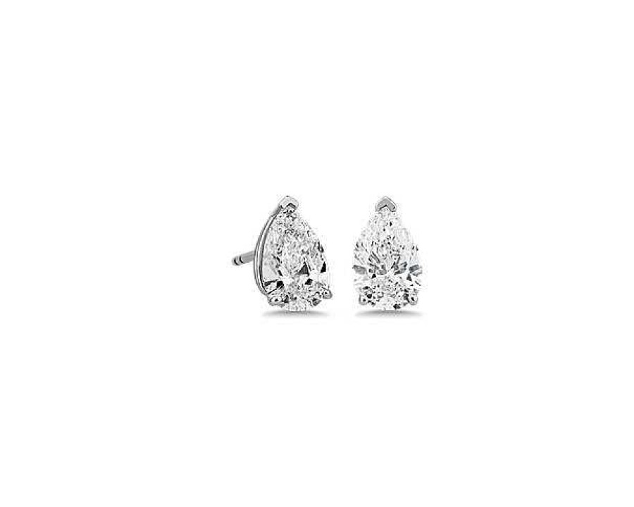 Earrings | Blue Nile Pear Diamond Stud Earrings In 14K White Gold (2 Ct. Tw.)