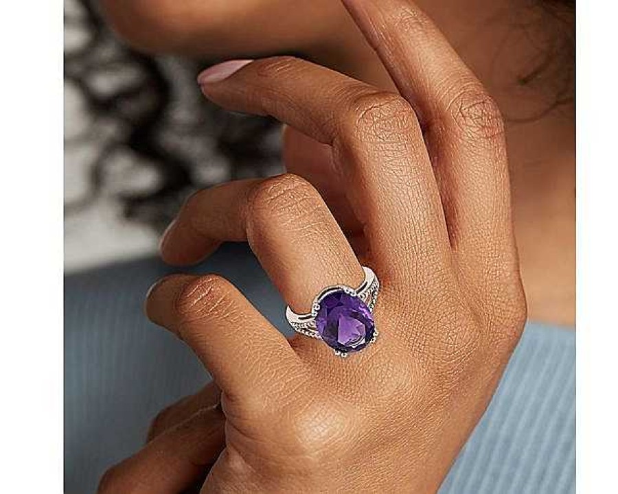 Rings | Blue Nile Oval Amethyst Statement Ring In 14K Rose Gold