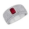 Rings | Blue Nile Emerald Cut Bezel Set Ruby Pav Ring In 14K White Gold (1 Ct. Tw.)