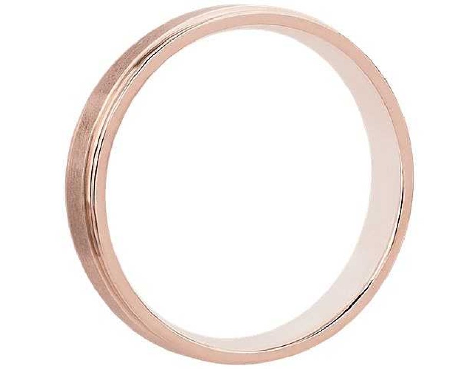 Men'S Rings | Blue Nile Brushed Inlay Wedding Ring In 14K Rose Gold (4Mm)