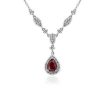 Necklaces | Blue Nile Pear Shape Ruby And Round Diamond Necklace In 14K White Gold (7X5Mm)