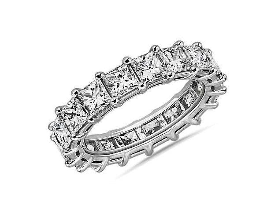 Women'S Rings | Blue Nile Princess Cut Diamond Eternity Ring In 14K White Gold (5 Ct. Tw.)