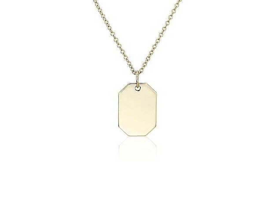 Necklaces | Blue Nile 18" Petite Dog Tag Necklace In 14K Yellow Gold (1 Mm)