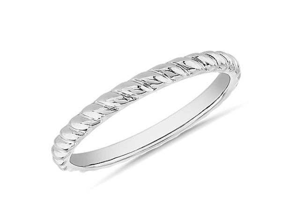 Women'S Rings | Blue Nile Spiral Stackable Wedding Band In 18K White Gold (2Mm)