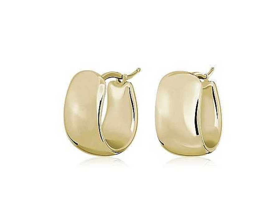 Earrings | Blue Nile Wide Huggie Earrings In 14K Italian Yellow Gold