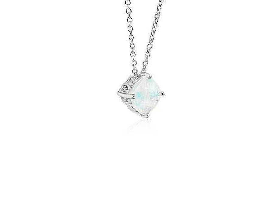 Necklaces | Blue Nile Opal Cushion Pendant In Sterling Silver (8Mm)