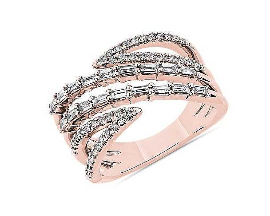 Rings | Blue Nile Partial Open Crossover Diamond Fashion Ring In 14K Rose Gold (5/8 Ct. Tw.)