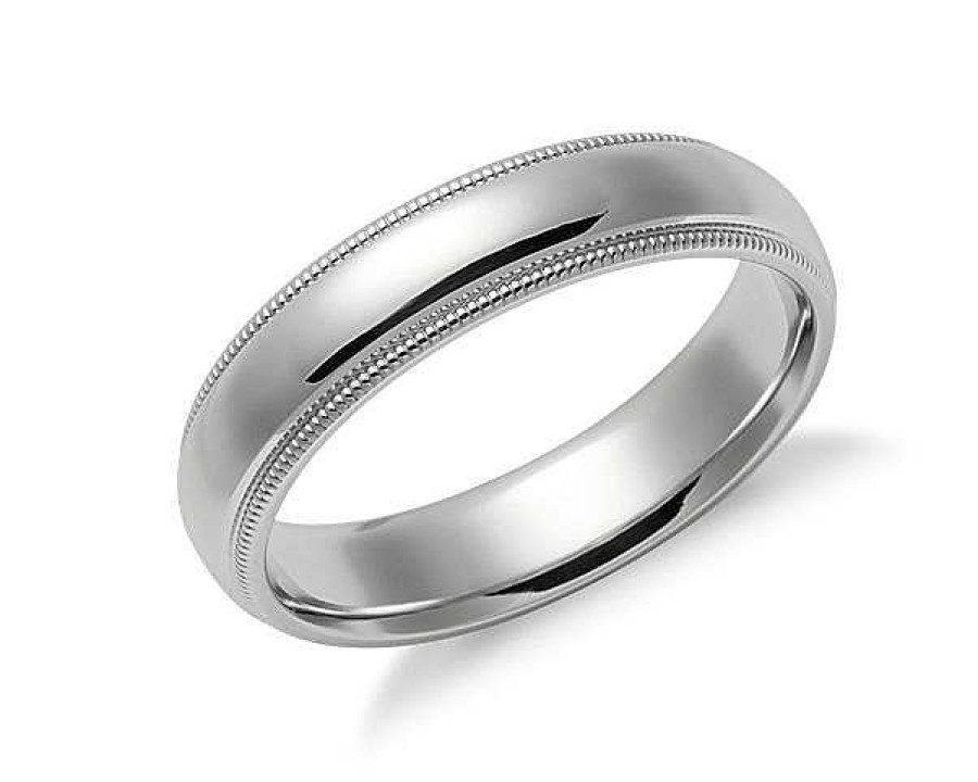 Men'S Rings | Blue Nile Milgrain Comfort Fit Wedding Ring In Platinum (5Mm)