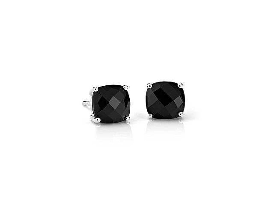 Earrings | Blue Nile Black Onyx Cushion Earrings In Sterling Silver (8Mm)