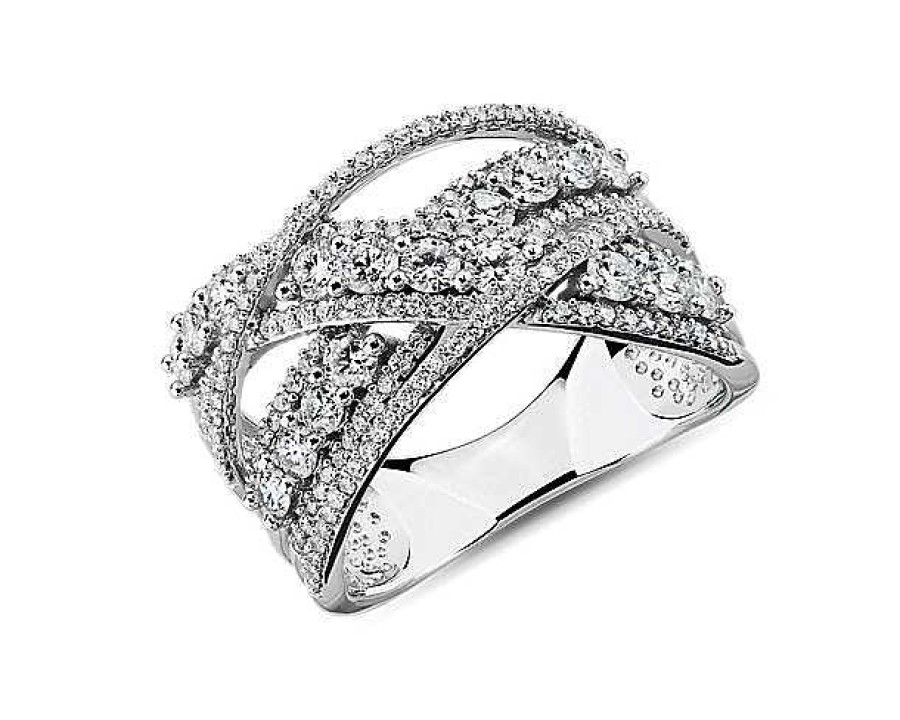 Rings | Blue Nile Crossover Diamond Fashion Ring In 14K White Gold (1 1/2 Ct. Tw)