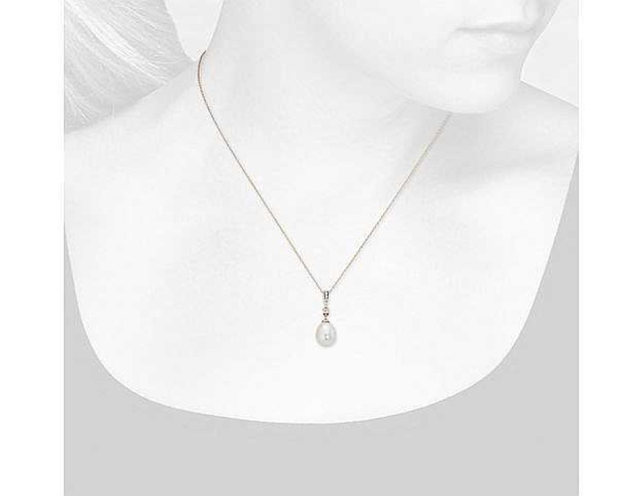 Necklaces | Blue Nile Freshwater Cultured Pearl And White Topaz Pendant In 14K Rose Gold (7.5Mm)