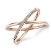 Rings | Blue Nile Delicate Pav Diamond Crossover Fashion Ring In 14K Rose Gold (1/10 Ct. Tw.)