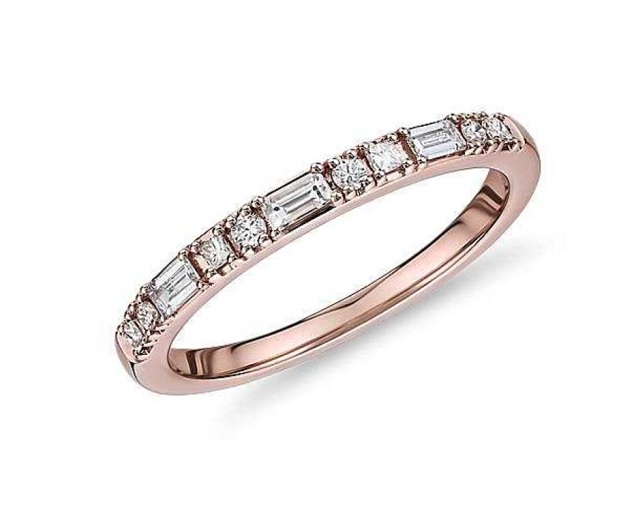 Women'S Rings | Blue Nile Dot Dash Diamond Ring In 14K Rose Gold (1/4 Ct. Tw.)