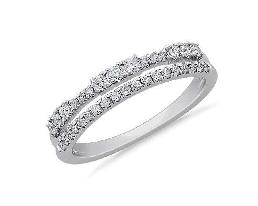 Rings | Blue Nile Two Row Stacked Diamond Ring In 14K White Gold (1/3 Ct. Tw.)