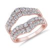 Women'S Rings | Blue Nile Two Row Prong-Set Diamond Ring Insert In 18K Rose Gold (2 Ct. Tw.)