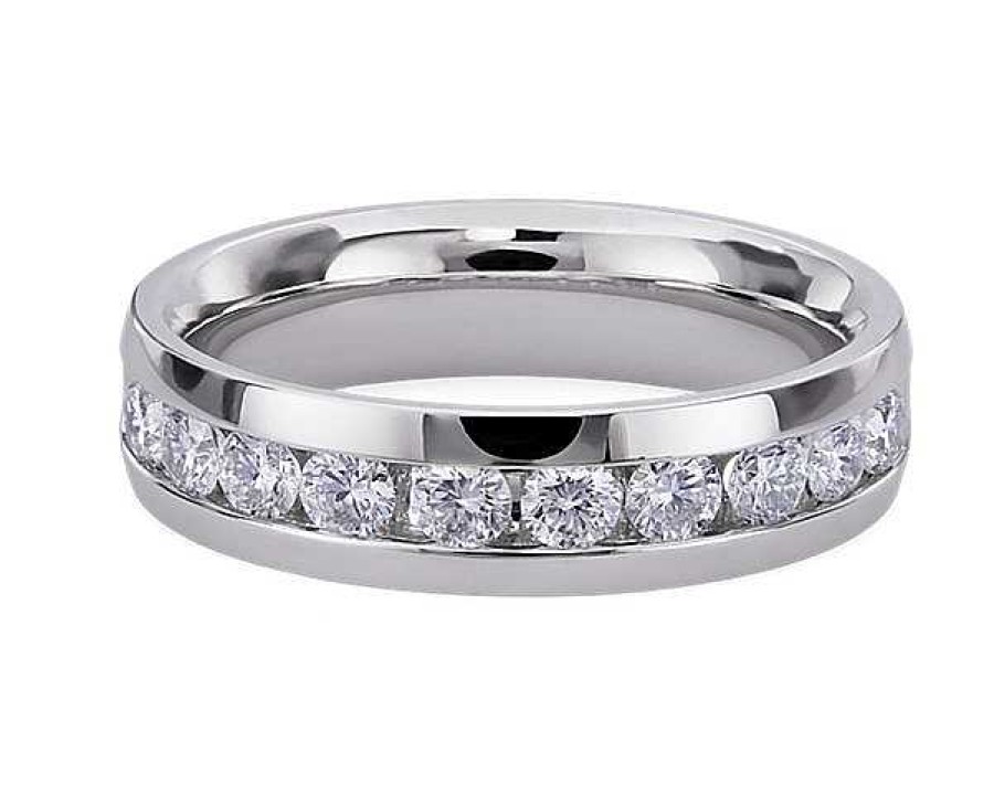 Men'S Rings | Blue Nile Lab Grown Diamond Polished Men'S Band In 14K White Gold (1 Ct. Tw.)