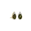 Earrings | Blue Nile Oval Green Tourmaline And Diamond Cluster Stud Earrings In 14K Yellow Gold