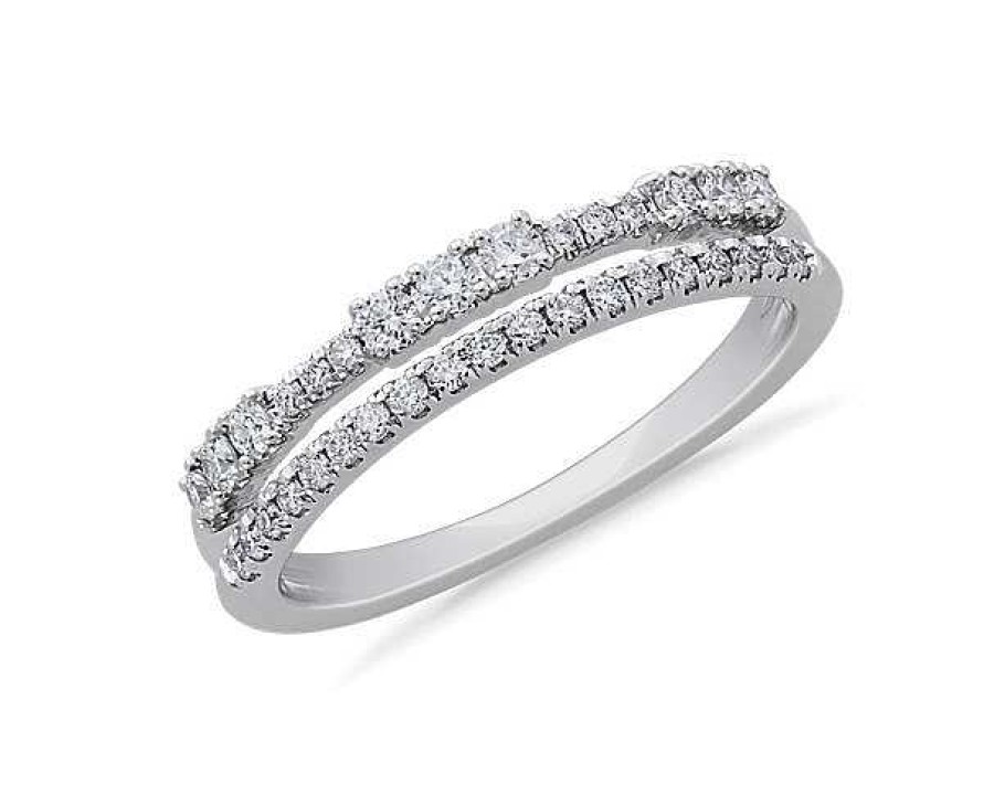 Rings | Blue Nile Two Row Stacked Diamond Ring In Platinum (1/3 Ct. Tw.)