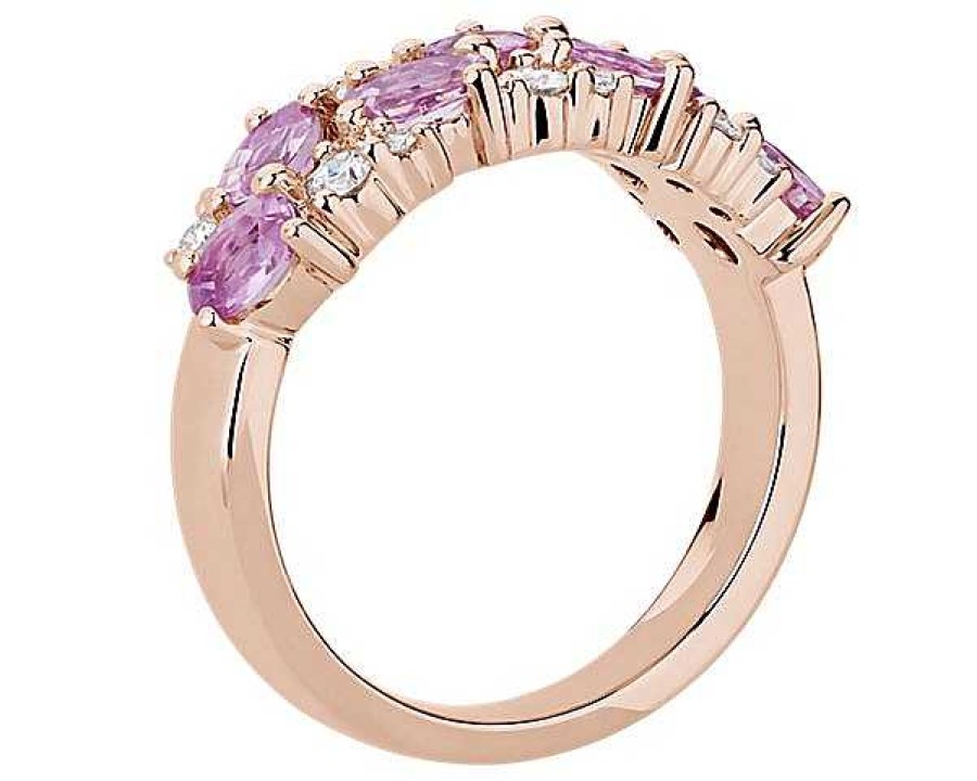 Rings | Blue Nile Romantic Double Row Pear Pink Sapphire And Diamond Ring In 14K Rose Gold