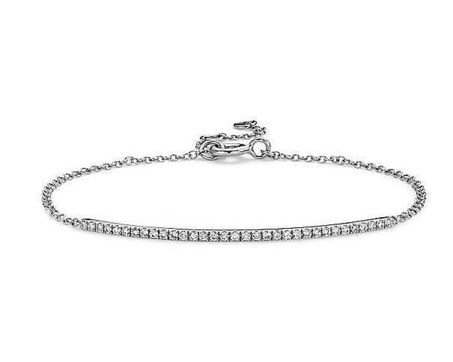 Bracelets | Blue Nile Mini Diamond Bar Bracelet In 14K White Gold (1/5 Ct. Tw.)