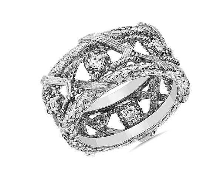 Women'S Rings | Blue Nile Bella Vaughan Basket Weave Diamond Eternity Ring In 18K White Gold (1/3 Ct. Tw.)