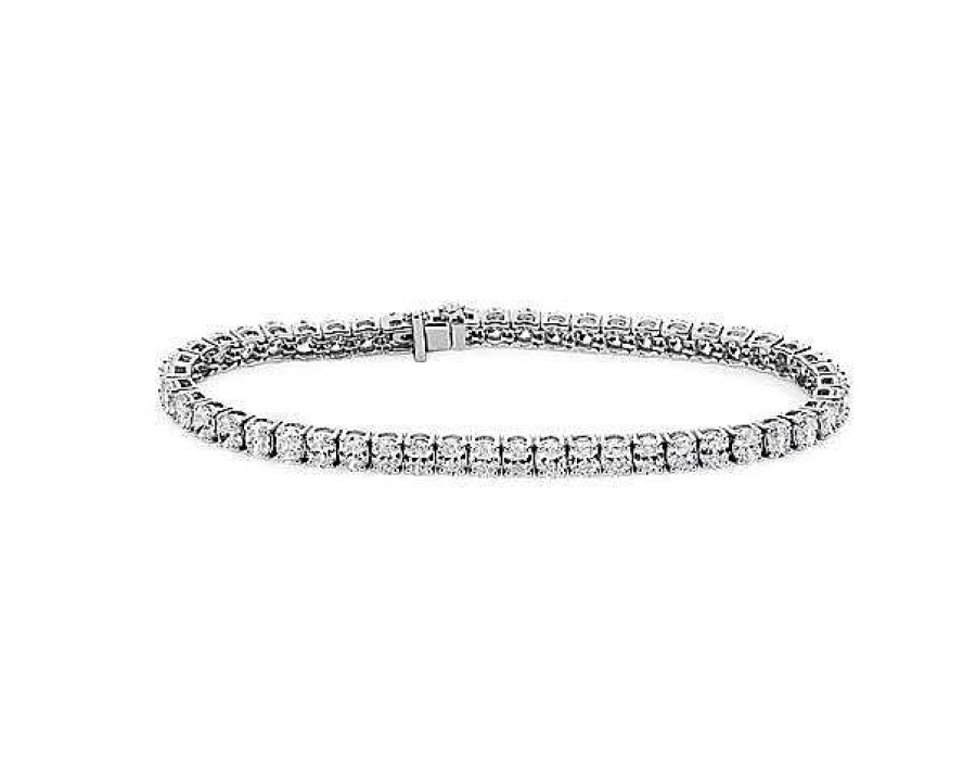 Bracelets | Blue Nile Oval Diamond Tennis Bracelet In 14K White Gold (10 Ct. Tw.)