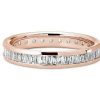 Women'S Rings | Blue Nile Channel Set Baguette Cut Diamond Eternity Ring In 18K Rose Gold (1 Ct. Tw.)