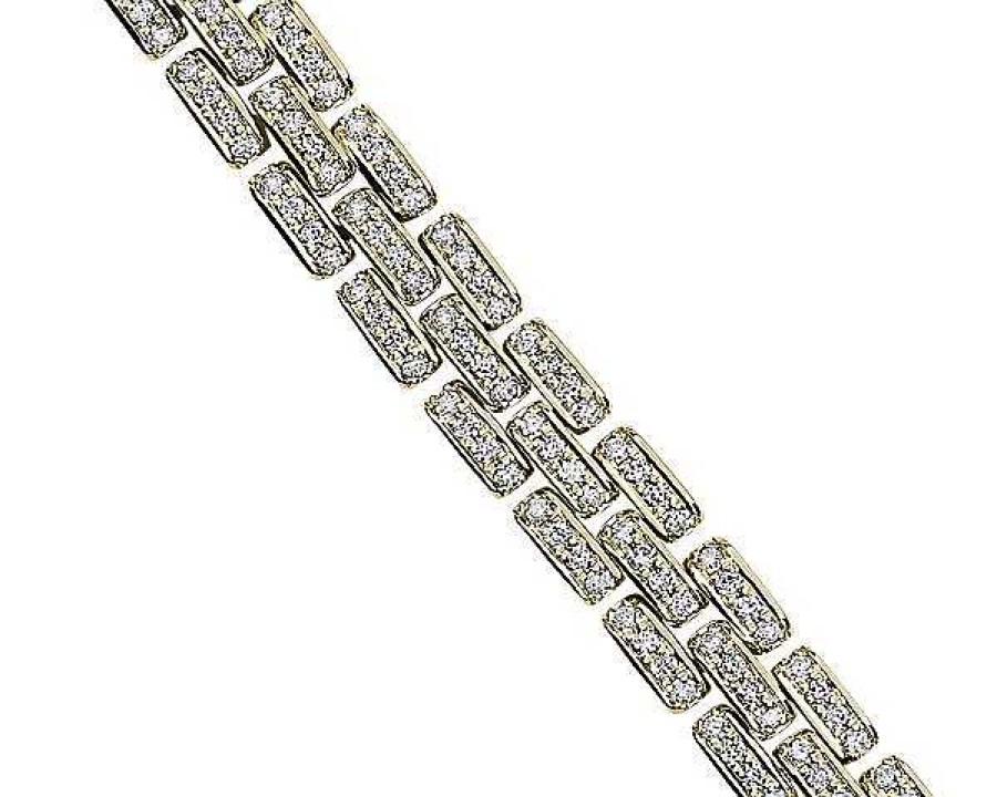 Bracelets | Blue Nile Diamond Panther Link Bracelet In 14K Yellow Gold (2 Ct. Tw.)