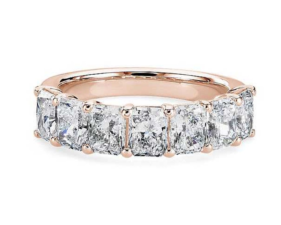 Women'S Rings | Blue Nile Seven Stone Radiant Diamond Ring In 14K Rose Gold (3 Ct. Tw.)