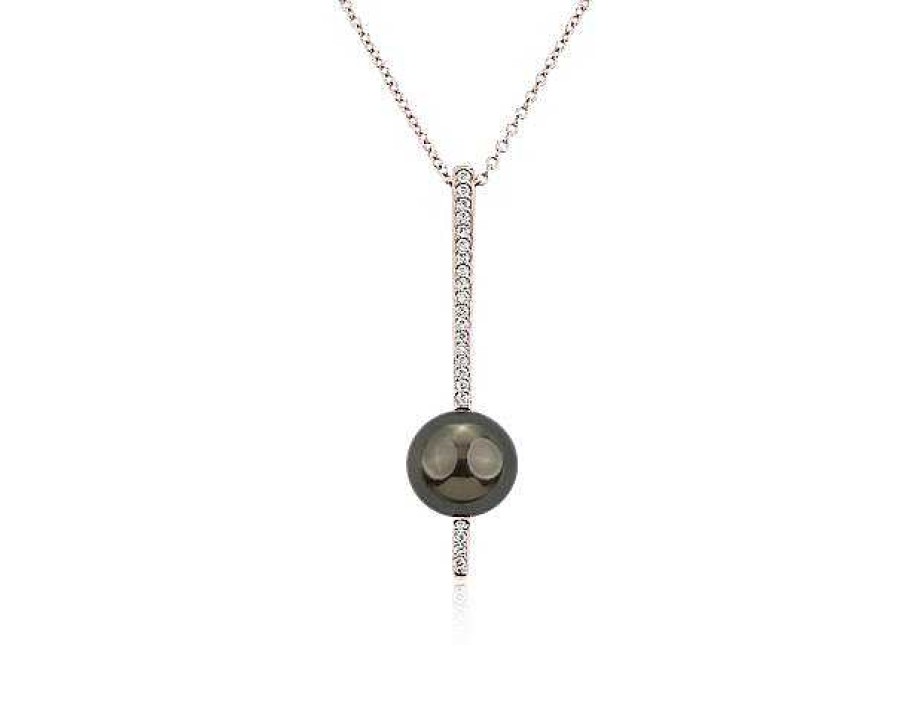 Necklaces | Blue Nile Tahitian Pearl And Diamond Pendant In 14K Rose Gold (8-9Mm)