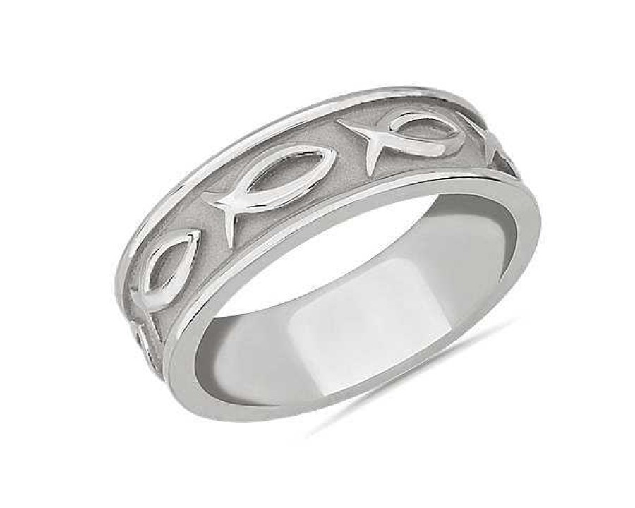 Men'S Rings | Blue Nile Ichthys Wedding Ring In Platinum (7Mm)