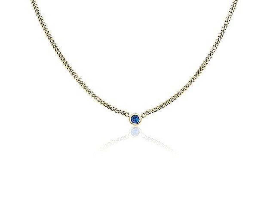 Necklaces | Blue Nile Sapphire Curb Link Necklace In 14K Italian Yellow Gold