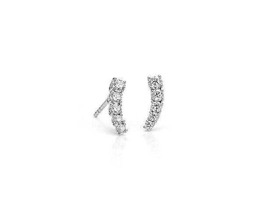 Earrings | Blue Nile Diamond Crawler Stud Earrings In 14K White Gold (1/2 Ct. Tw.)