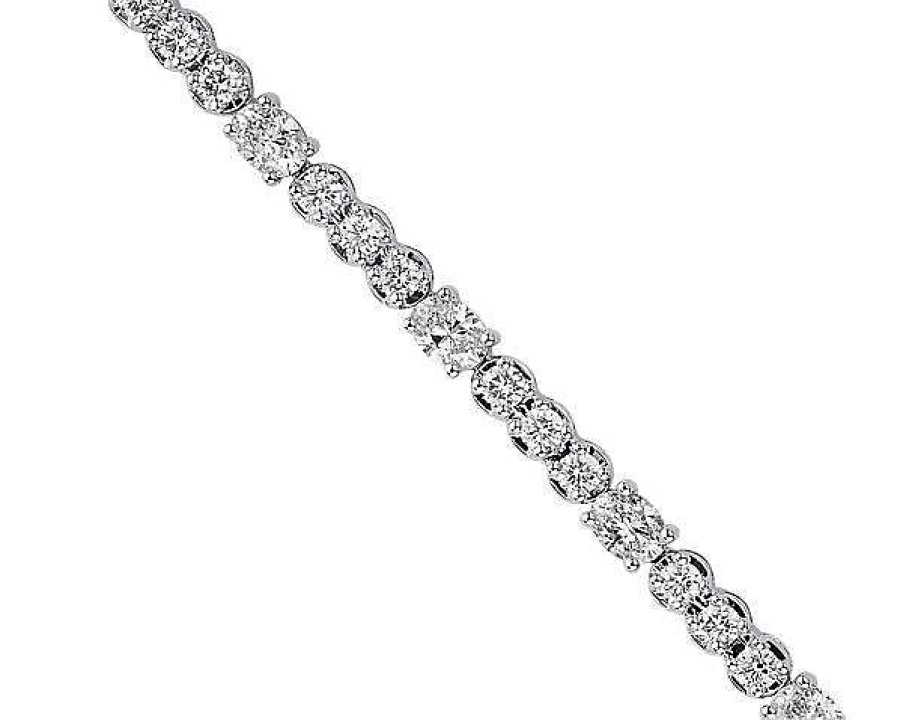 Bracelets | Blue Nile Oval And Round Diamond Bracelet In 14K White Gold (3 Ct. Tw.)