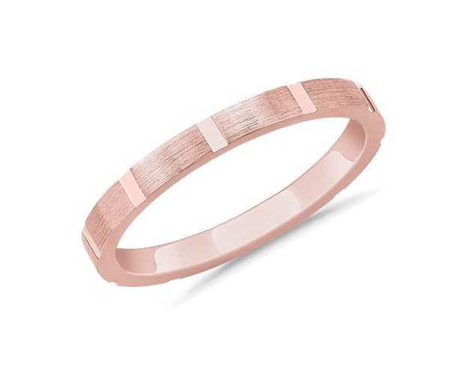 Women'S Rings | Blue Nile Stackable Cut Rectangle Ring In 18K Rose Gold (2Mm)