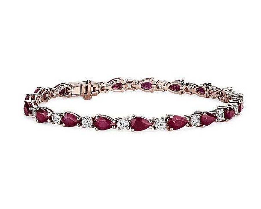 Bracelets | Blue Nile Ruby And White Sapphire Bracelet In 14K Rose Gold