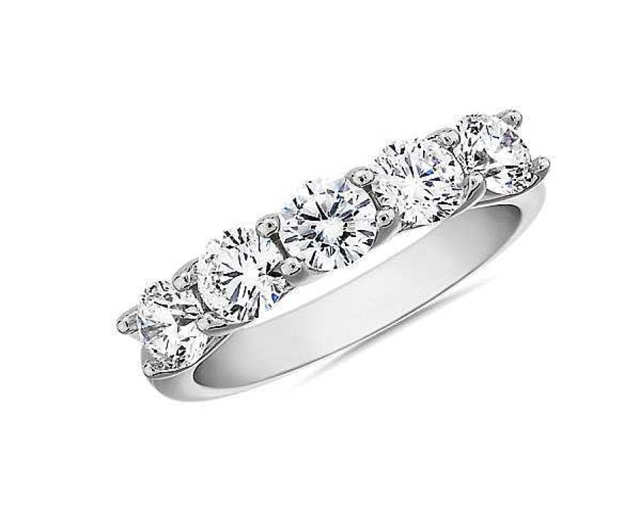 Women'S Rings | Blue Nile Tessere Five Stone Diamond Wedding Ring In 14K White Gold (1 1/2 Ct. Tw.)