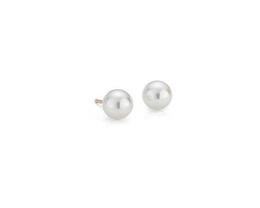 Earrings | Blue Nile Classic Akoya Cultured Pearl Stud Earrings In 18K Yellow Gold (6-6.5Mm)