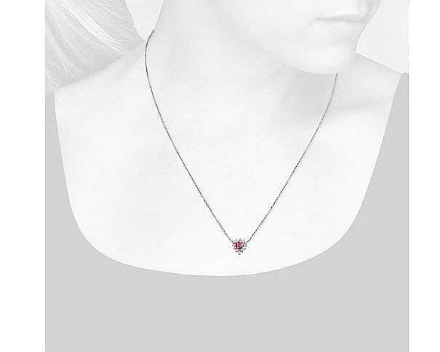 Necklaces | Blue Nile Pink Tourmaline Trillion Necklace With Diamond Halo In 14K White Gold (5Mm)