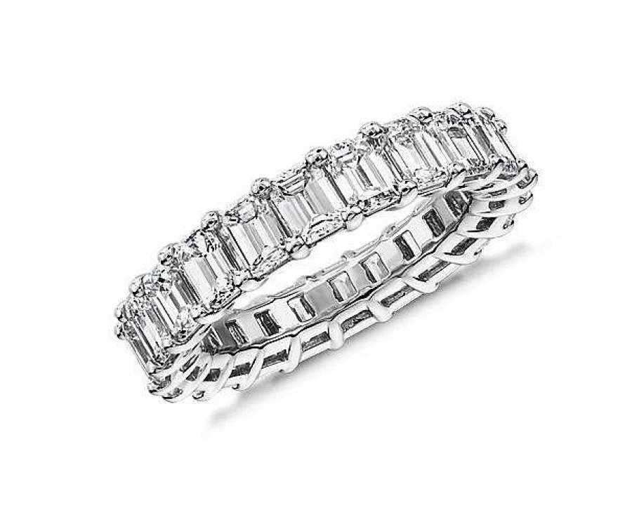 Women'S Rings | Blue Nile Lab Grown Diamond Emerald Cut Eternity Ring In Platinum (5 Ct. Tw.)