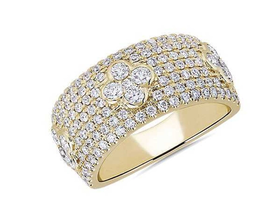 Rings | Blue Nile Wide Pav Triple Fleur Diamond Ring In 14K Yellow Gold (1 1/4 Ct. Tw.)