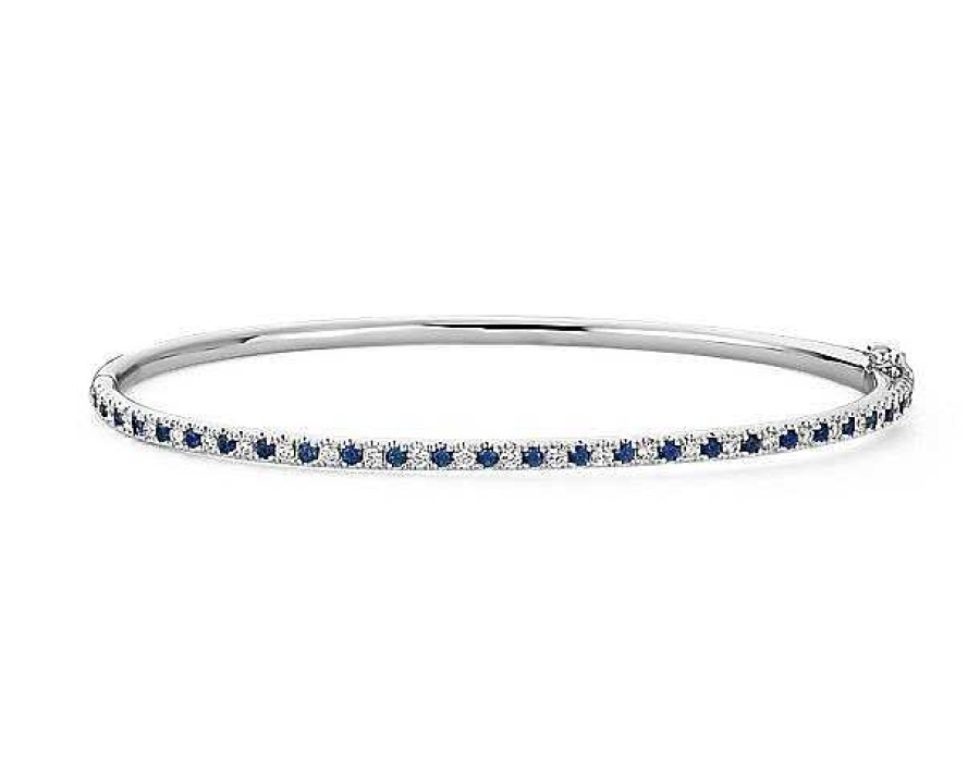 Bracelets | Blue Nile Riviera Pav Sapphire And Diamond Bangle Bracelet In 14K White Gold (1.5Mm)