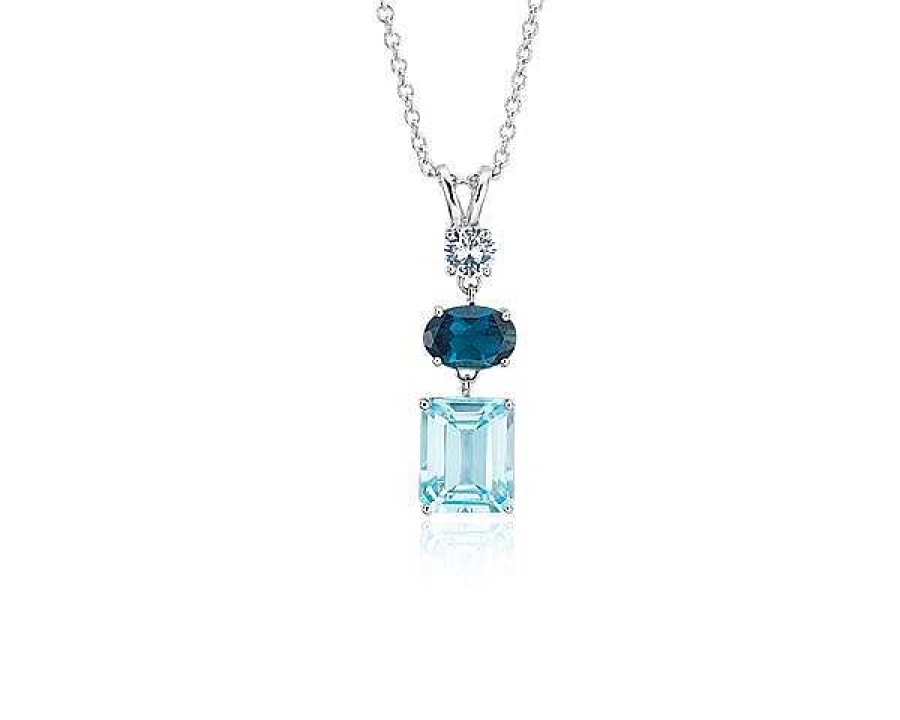 Necklaces | Blue Nile Sky Blue Topaz, London Blue Topaz And White Sapphire Tower Pendant In Sterling Silver