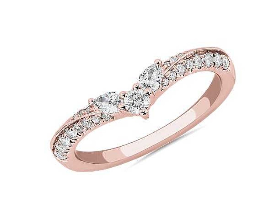 Rings | Blue Nile Romantic Winged Pear Diamond Pav Ring In 14K Rose Gold (1/3 Ct. Tw.)