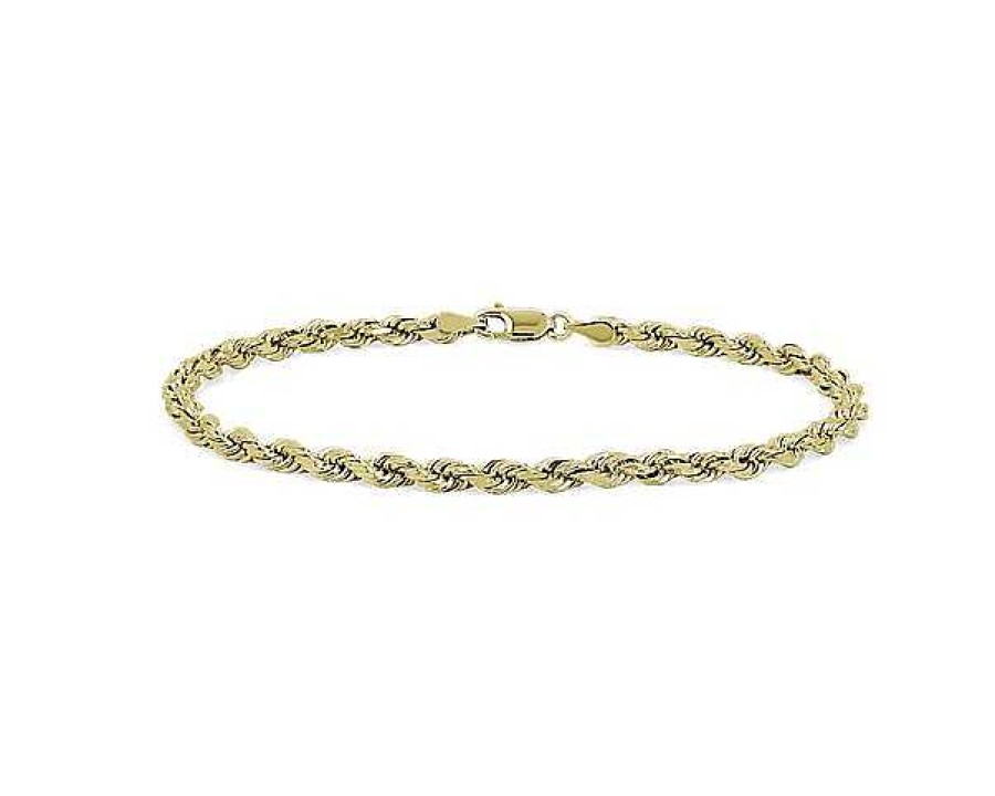 Bracelets | Blue Nile 8" Solid Diamond Cut Rope Chain Bracelet In 14K Yellow Gold (3.8 Mm)