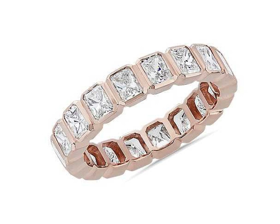 Women'S Rings | Blue Nile Bezel Radiant Diamond Eternity Ring In 14K Rose Gold (3 Ct. Tw.)