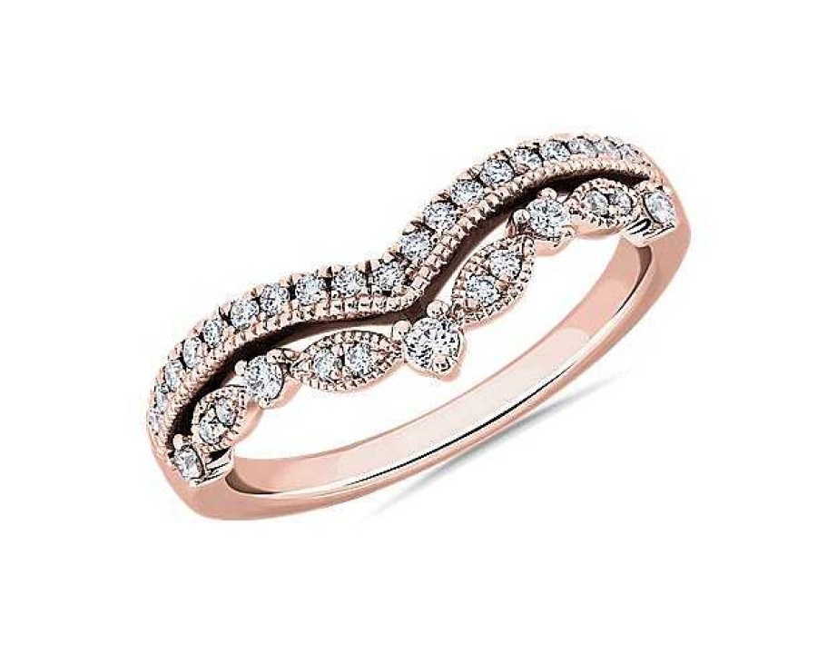 Rings | Blue Nile Regal Curved Diamond Ring In 18K Rose Gold (1/4 Ct. Tw.)